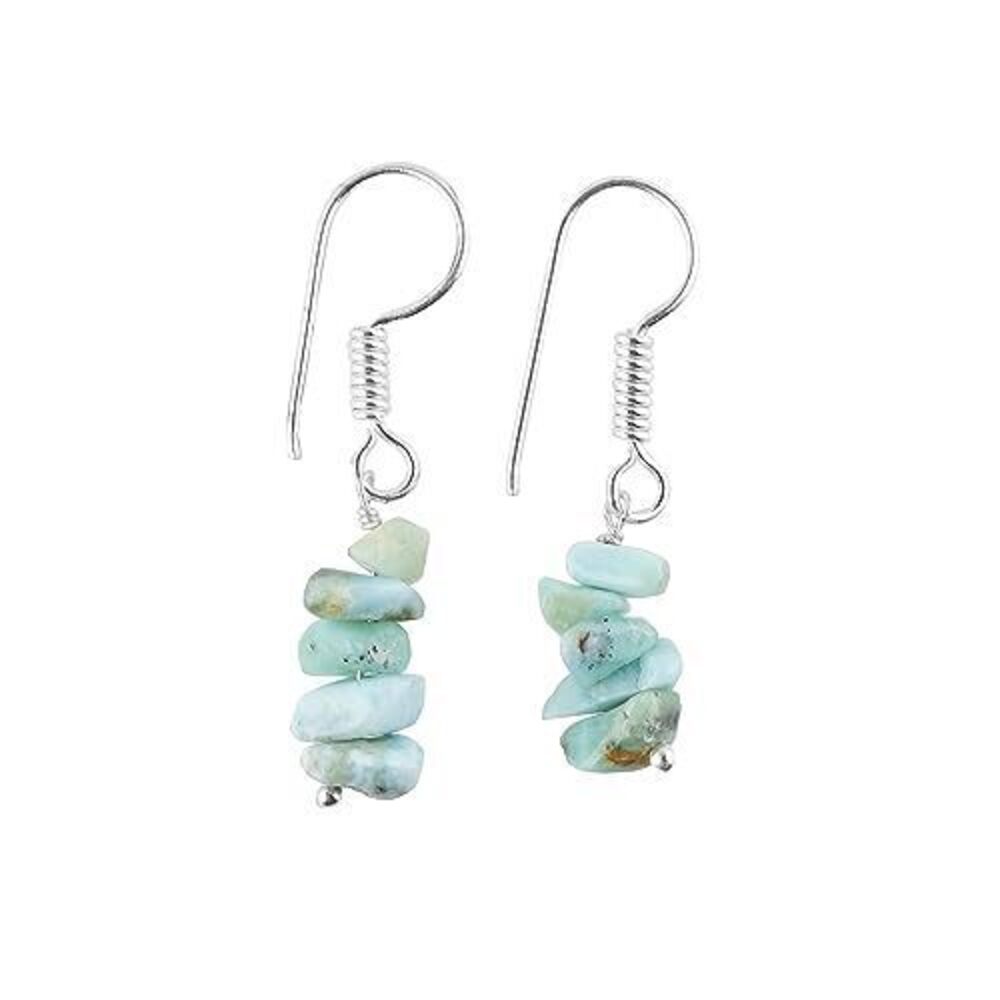 5020 Handmade Larimar Chips Earrings – Genuine Larimar – Calmness &